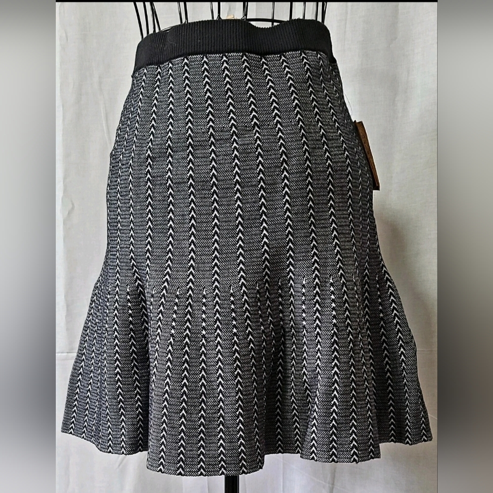 RACHEL Rachel Roy Black and White A-Line Skirt